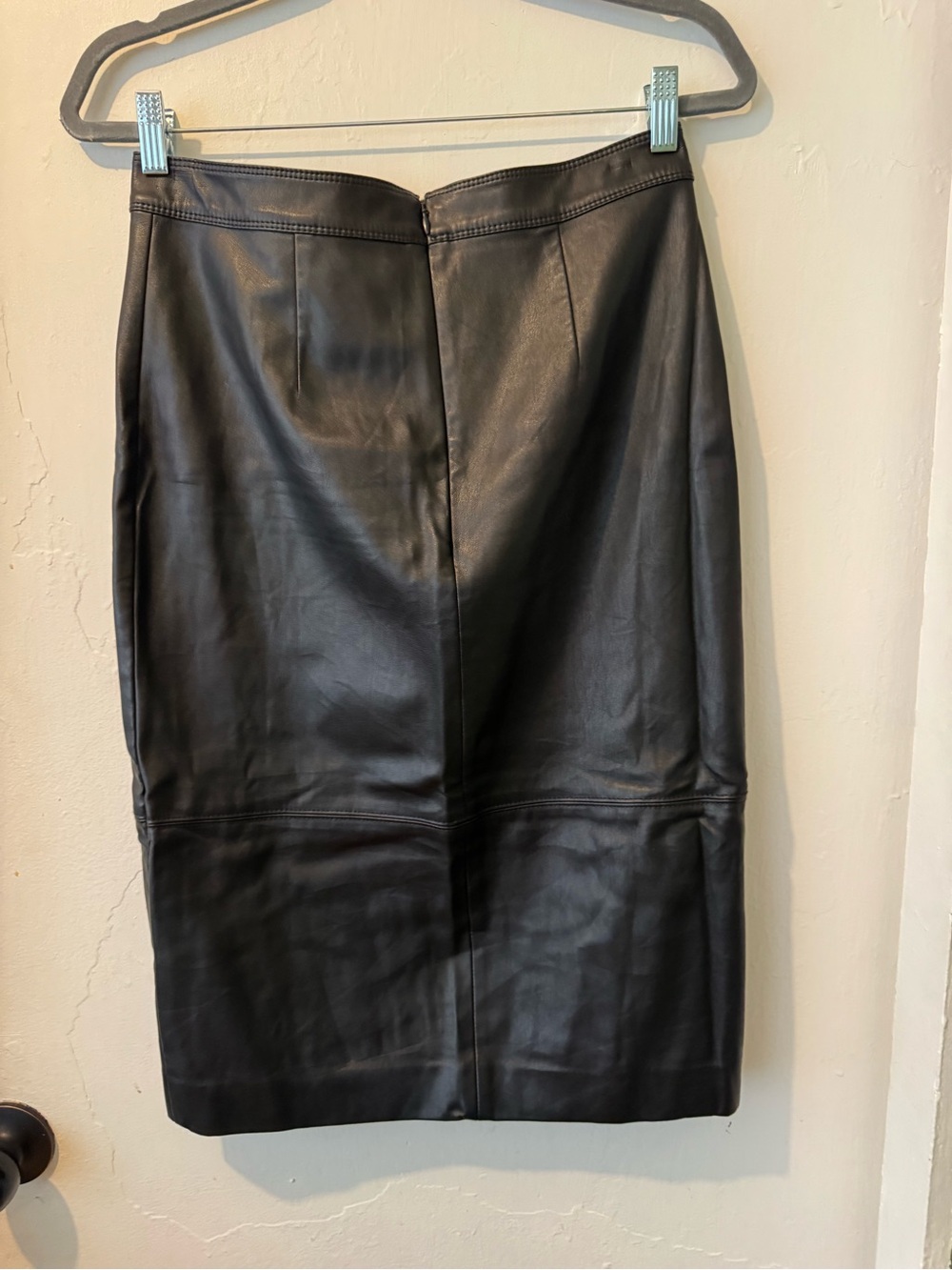 Ann Taylor Black Faux Leather Midi Pencil Skirt - Picture 4 of 7